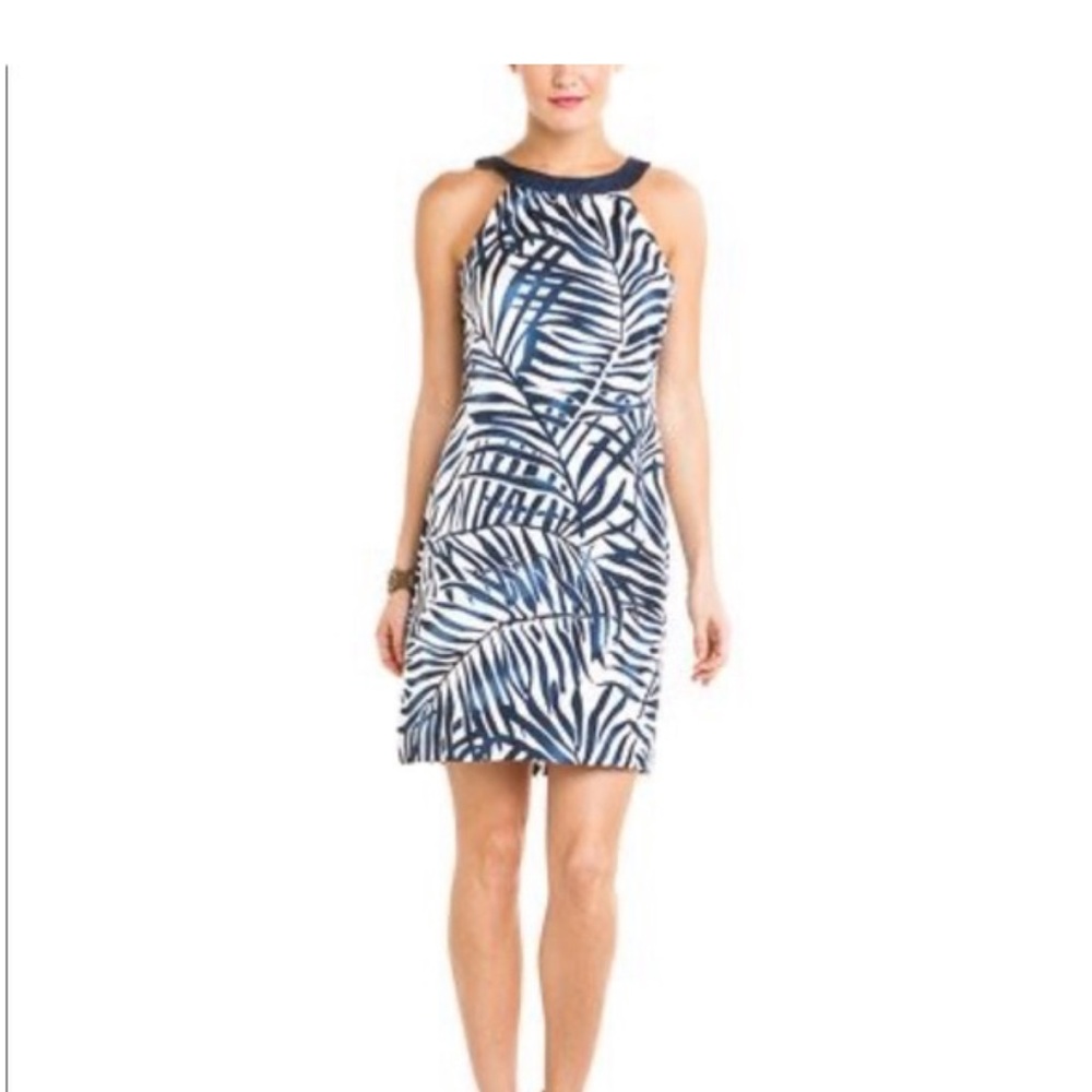 Vineyard Vines Palm watercolor dress navy,100% Silk,sz.4!EXCELLENT